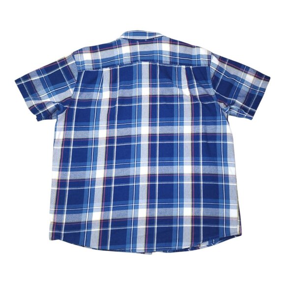 C.E. Schmidt Workwear Mens Blue Plaid Short Sleeve Button-Up Shirt XL Cotton - Picture 3 of 6